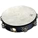 Remo Tambourine, Pretuned, 10 Diameter, 8 Pairs Jingles x 2 Rows, QUADURA Black