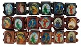 Set of Three Wooden Religious Bracelets with Photographs