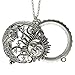 Antiqued Silvertone Celestial Sun Moon Flip Top Magnifier Pendant Necklace