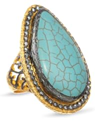Azaara Turquoise Accented with Hand Pave Cubic Zirconia Ring