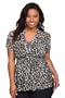 Torrid Plus Size Black And White Leopard Chiffon Smocked Tie Front Top