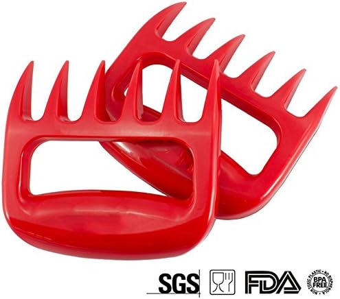 Gurachi Meat Claws &amp; Pulled Pork Shredders - BBQ Handler Forks/Bear Shredding Puller Injector, Dad Gifts (Red)