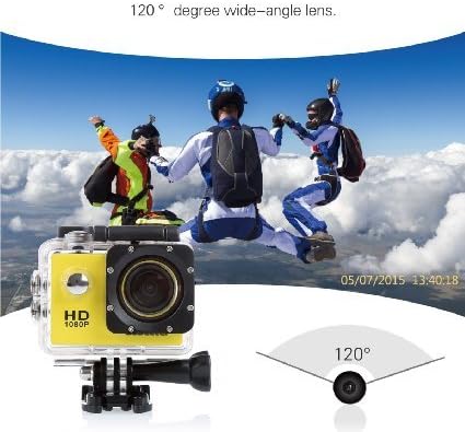 Blusmart Pro 710 12mp Sports Action Camera 120 Degree Waterproof Diving Video DVR with 2 Batteries and Free Accessories Kit (Yellow, 1.5 Inch)