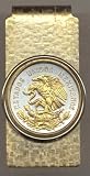 Gorgeous 2-Toned Gold on Silver Mexican Eagle, Quarter size Coin - Money clips