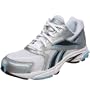 Reebok Women's Kibo Leather Running Shoe,White/Silver/Blue/Black,10.5 M
