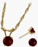 14 Karat Yellow Gold Genuine Garnet Solitaire Set