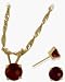 14 Karat Yellow Gold Genuine Garnet Solitaire Set