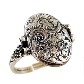 Victorian Style Sterling Engraved Floral Whimsy Ring