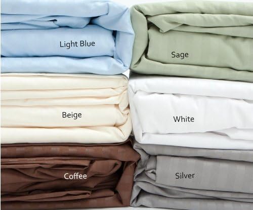 Full Size Coffee 400 Thread Count 100% Cotton Sateen Dobby Stripe Sheet Set