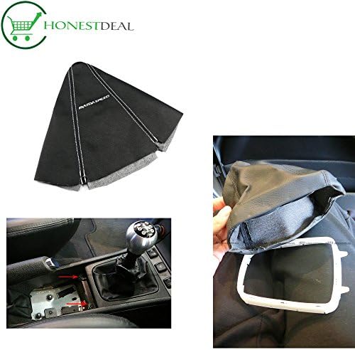 Mazdaspeed Gear Shift Knob Cover Leather Gaiter Sleeve Glove Collars (White Stitching) by HonestDeal