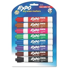 Expo Low Odor Chisel Tip Dry Erase Markers, 8 Colored Markers(80678)