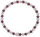 14k White Gold 7 Bracelet, w/ 1.87 Carats Round Top Light Brown Diamonds & 2.63 Carats Round Ruby Stones, 3/16 (5mm) wide