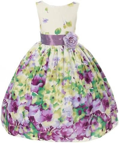 Flower Girls Dress Dress Little Girls Lavender Fuchsia 2t-12 + Bonus Gift (4, Lavender)
