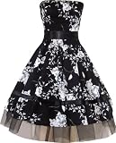 Sexy Black Floral Evening Party Prom Strapless Dress