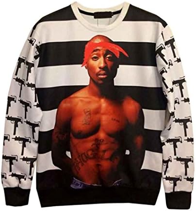 Hiphop Star Sweatshirt 3d Tupac 2pac Pullover Men Women Hoodies Sweater (XL)