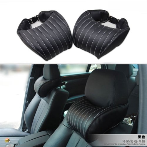 E-PRANCE New Comfortable Leather Headrest Head Cushion Pillow/Neck Support Guard for Car Vehicle Automobile Seat,Black