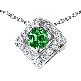 Buy 1.04 cttw 925 14k Gold Plated Silver Genuine Lab Created Emerald Pendant by Finejewelers