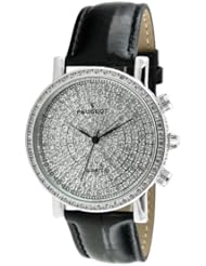Peugeot Couture J6369SBK Pave Dial Black Leather Watch