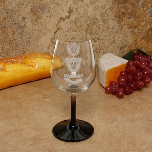 Oakland Raiders 12oz. Satin Etch Wine Glass