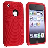 Red Textured Silicone Skin Case Compatible With Apple® iPhone® / iPhone® 3G 8GB 16GB