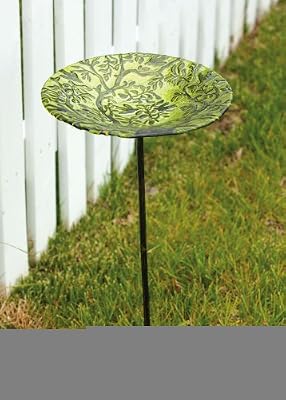 Tree of Life Glass Birdbath