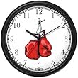 Pair of Red Boxing Gloves Hanging Martial Arts Wall Clock by WatchBuddy Timepieces (Black Frame)