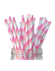 Home: Premium Paper Drinking Straws (Pink Swirl) for Holiday, Anniversary, Birthday, Graduation, Wedding, Bridal & Baby Parties. 100% Biodegradable Vintage, Retro and Fun Paper Straws. Pack of 50.