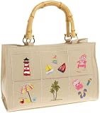 Tianni Beaded Beach Scenes Tote,Sand,one size