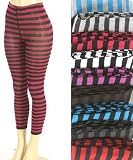Opaque Striped Cropped Leggings / Tights - (Choose from 9 Colors)