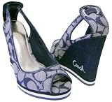 COACH TARRAH SIGNATURE DENIM PLATFORM SHOES WEDGE NEW