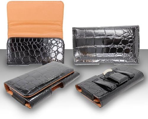 Pouch Case Suitable For Alcatel One Touch Pop Astro (T-Mobile) - Premium Black Shell Design Horizontal Leather Belt Case Clip Holster Pouch Cover (Fit for Single Phone ONLY) + I of 2200mAh (5V) Portable Lightweight External USB Emergency Mobile Power Bank