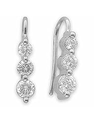 14K White Gold Diamond Earrings - 0.65 Ct. -- LIFETIME WARRANTY