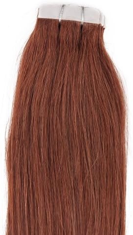 16''18''20''22'' 24'' Tape - In Real Human Hair Extensions Straight 17 Colors 20pcs Beauty Hair Style (18inch 40g/20pcs, 33 dark auburn)
