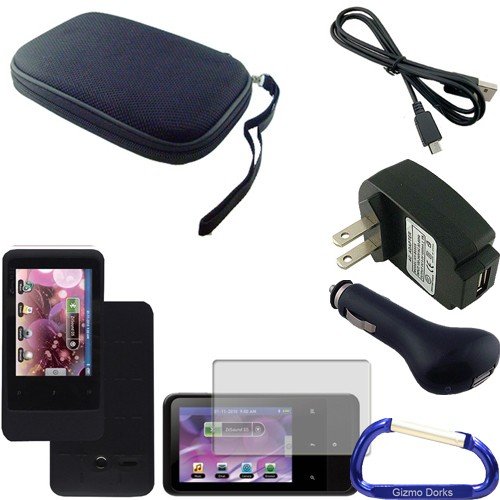Gizmo Dorks Hard Shell Case (Black), Silicone Cover (Black) Charging Bundle with Carabiner Key Chain for the Creative Zen Touch 2 MP3 Player