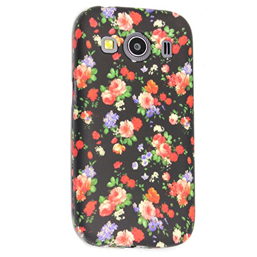  Samsung Galaxy Ace 4 SM-G357 / G357FZ Gel Rubber Silicone Protection Case Cover +STYLUS (Flowers Roses on Black)