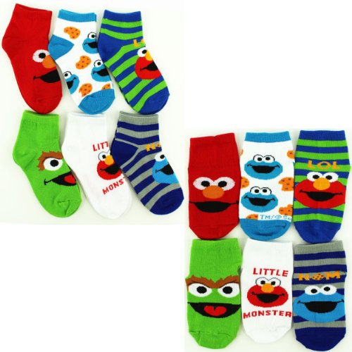 Sesame Street Infant Toddler 6 pk Ankle Socks