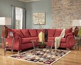Red Fabric Sectional Living Room Set