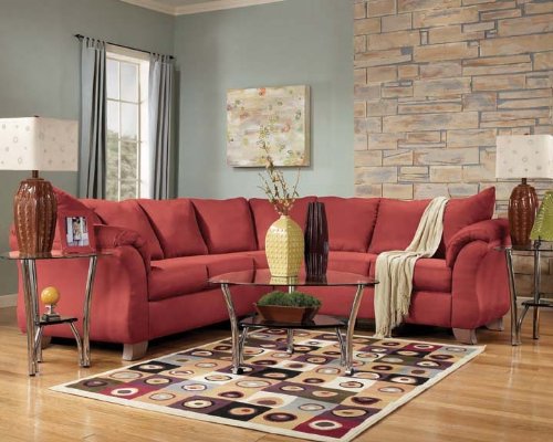 Click here for Red Fabric Sectional Living Room Set prices