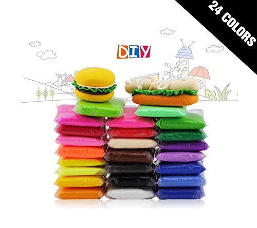 24 PCS BeautyMood Colorful Kids Ultra Light Modeling Clay Magic Air Dry Clay Artist Studio Toy 24 Bright Colorï¼Œ24 Colors No-Toxic Modeling Clay & Dough, Creative Art DIY Crafts.