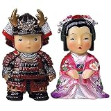 Japanese samurai dolls, set of 2 figurines, handmade gift