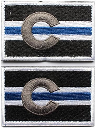 2pcs Bundle - Tactical Colorado state flag police law enforcement thin blue line Patch with Velcro backing Black white Decorative Embroidered Badge appliques (2pcs)
