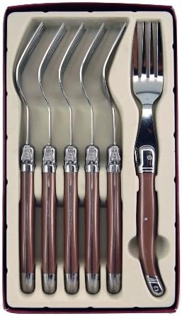 Coutellerie Tarrerias-Bonjean Set of 6 Laguiole Table Forks Light Brown Handle Colour in a Box