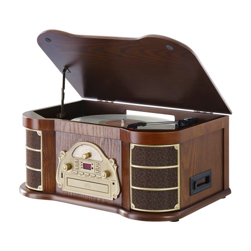 Minowa Nostalgie Musikcenter TR-W172 mit Plattenspieler, USB, Kassettendeck, Radio, MP3 CD-Player