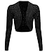 Thever Women Ladies Long Sleeve Knitted Metallic Lurex Shrug Cardigan Bolero Crop Top
