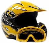 Typhoon Youth Motocross ATV Dirt Bike MX Helmet and Goggles, Large