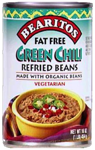 Little Bear Fat Free Refried Bean with Chilis, 16-Ounce (Pack of6)