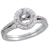 14k White Gold Semi-Mount Diamond Ring, w/ 0.64 Carat Brilliant Cut Diamonds, 5/16 (8mm) wide