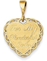 14k Yellow Gold For My Wonderful Sister Charm