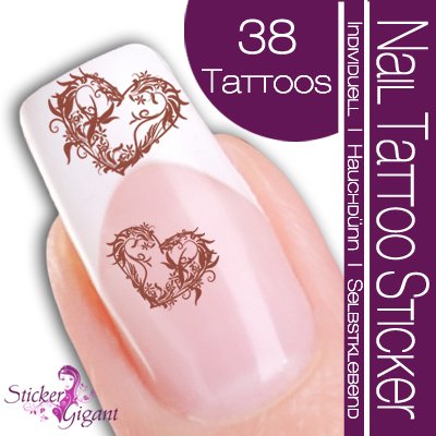 Nail Tattoo Sticker Herz / Floral - braun Preisvergleich