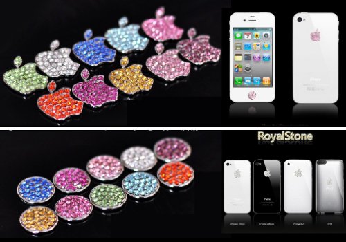 HOT Royalstone Bling Home Button and Logo Sticker for Apple iPhone iPod Case Cover-Silver